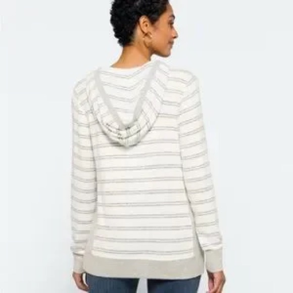 Market & Spruce XL hoodie sweater jersey gray white zipper cardigan - Picture 2 of 8